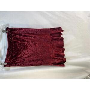 Banana Republic Womans 8 Crushed Red Velvet Ruffle Soft Whimsy Goth Y2K Skirt